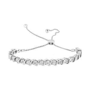 Haus of Brilliance Sterling Silver and Diamond S Link Adjustable Bolo Bracelet